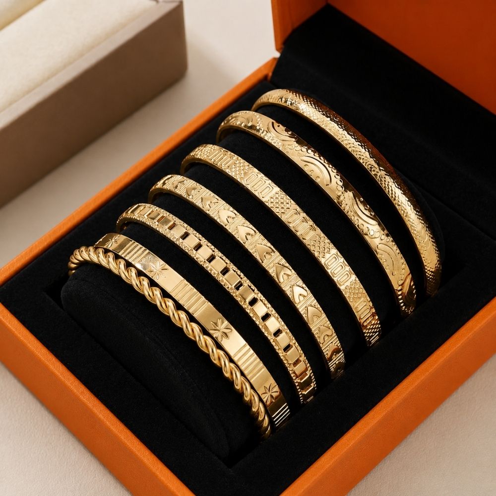 Ensemble de Bracelets Joncs Dorés Ouverts