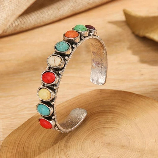 Bracelet Vintage aux Pierres Colorées