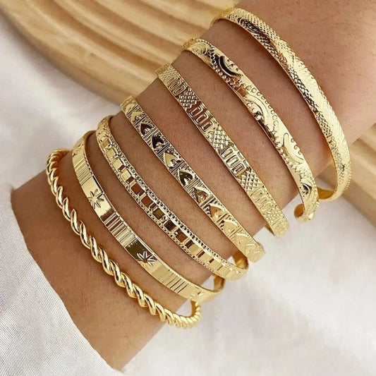 Ensemble de Bracelets Joncs Dorés Ouverts