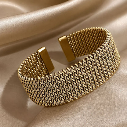 Bracelet Vintage Classique Ouvert en Maille Tressée