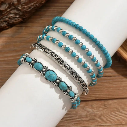 Ensemble de Bracelets Bohèmes à Perles Turquoise