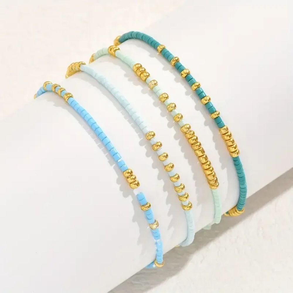 Ensemble Chic de Bracelets Bohèmes à Perles Turquoise