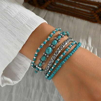 Ensemble de Bracelets Bohèmes à Perles Turquoise