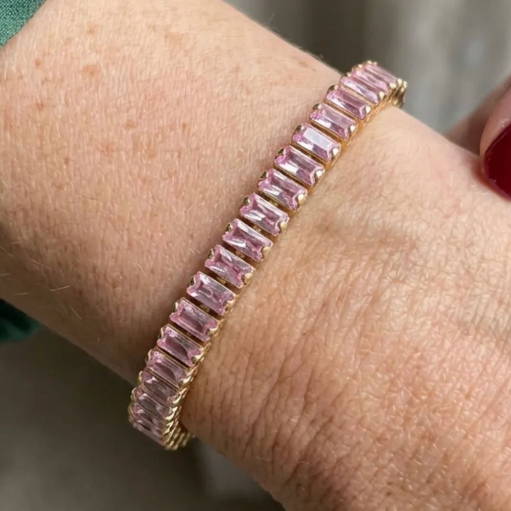 Bracelet Tennis Vertéa au Saphir Rose
