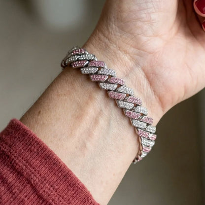 Bracelet Cubain Rose Scintillant