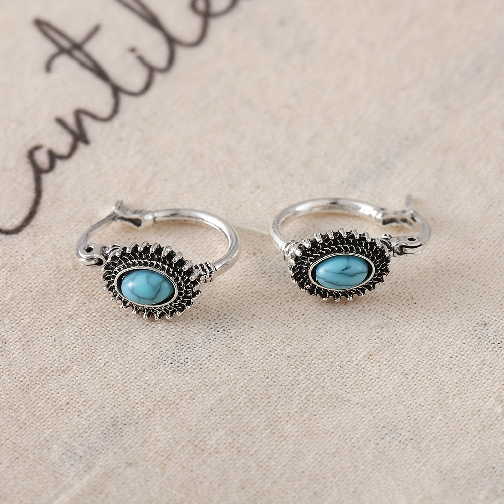 Créoles Turquoise Crest | Or blanc