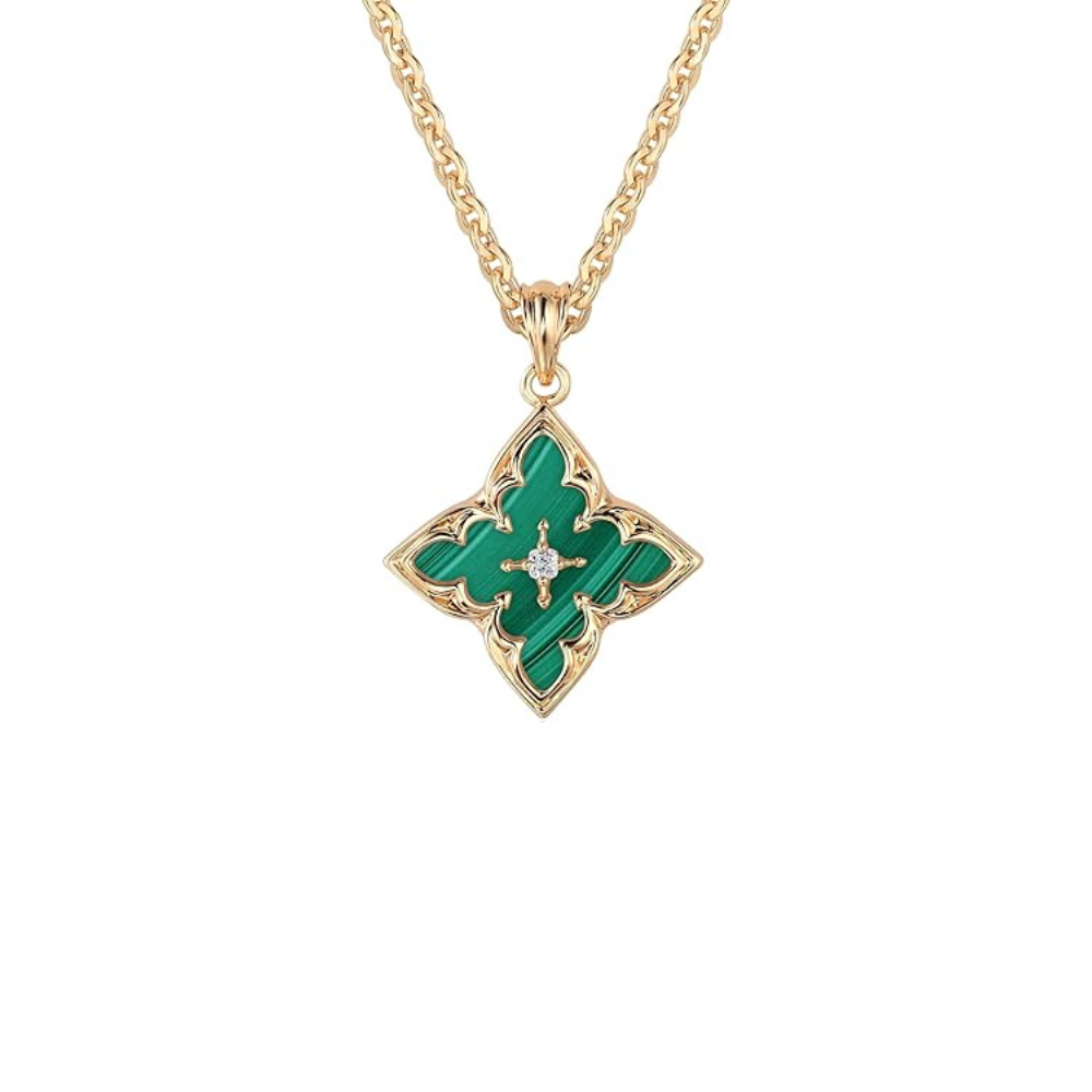 Emerald Clover Collier pendentif | Doré