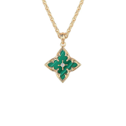 Emerald Clover Collier pendentif | Doré