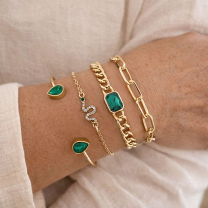 Ensemble de Bracelets aux Cristaux Verts