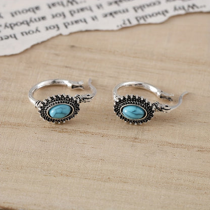 Créoles Turquoise Crest | Or blanc