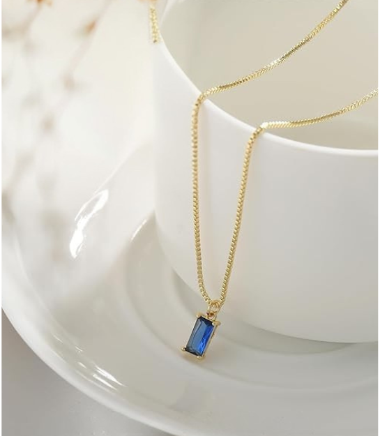 Minimalist Sapphire Collier pendentif | Or blanc