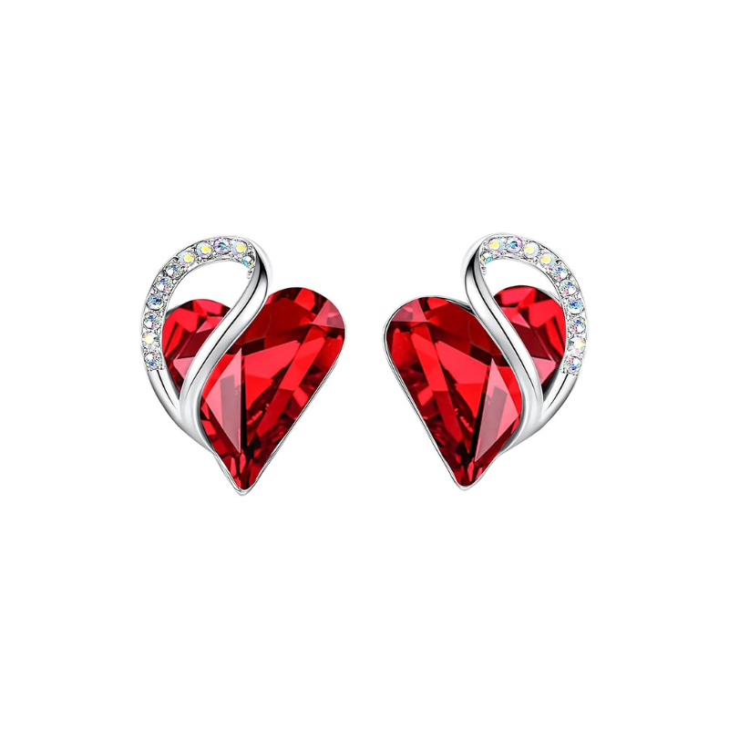 Infinity Heart Ruby Stud Boucles d’oreilles | Or blanc