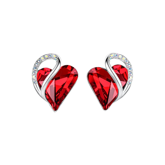 Infinity Heart Ruby Stud Boucles d’oreilles | Or blanc