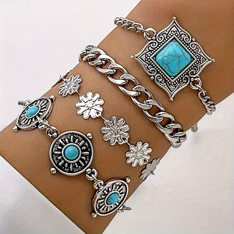 Ensemble de bracelets superposés Sky Stone | Or blanc