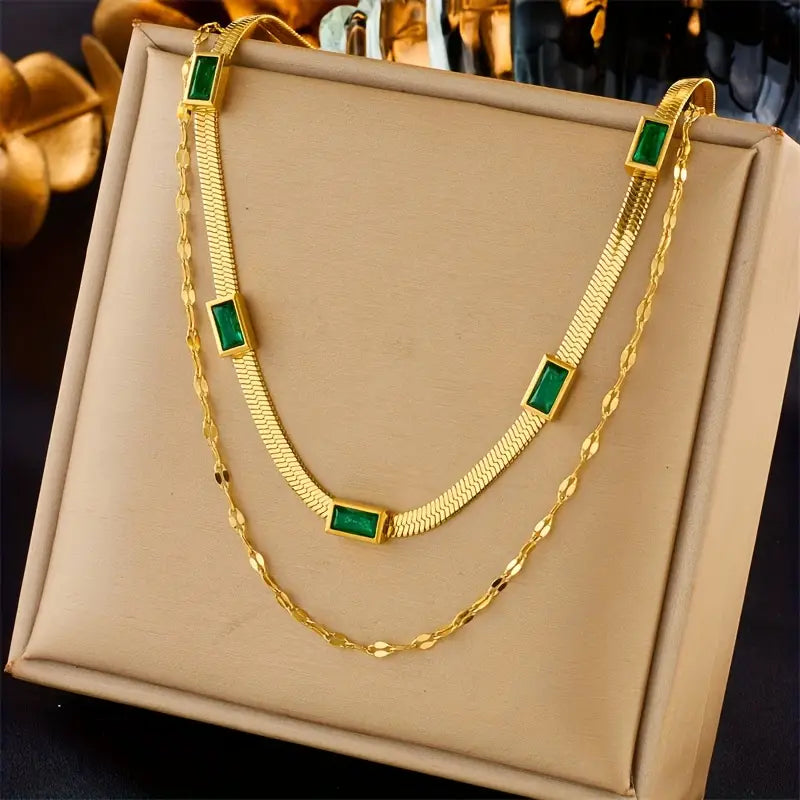 Sorella Gem Collier rétro double rang | Doré