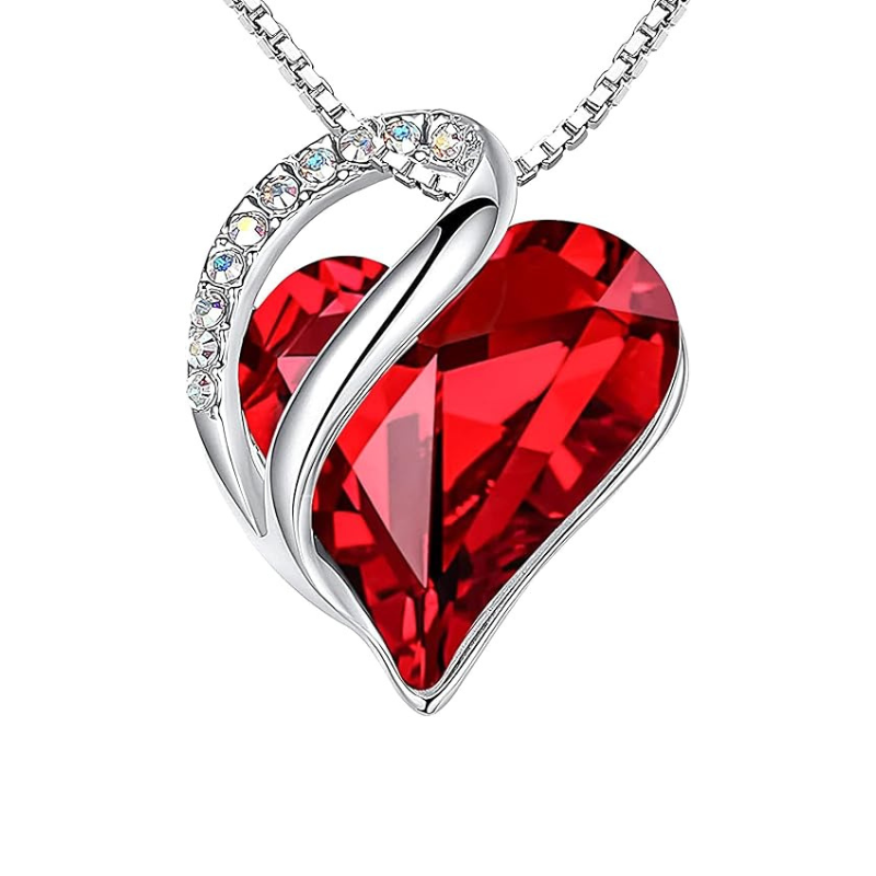 Infinity Heart Ruby Collier | Or blanc