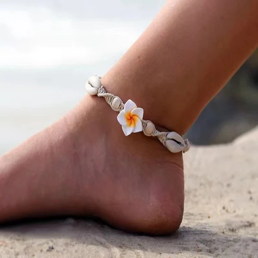Bracelet de Cheville Vintage Fleur Blanche