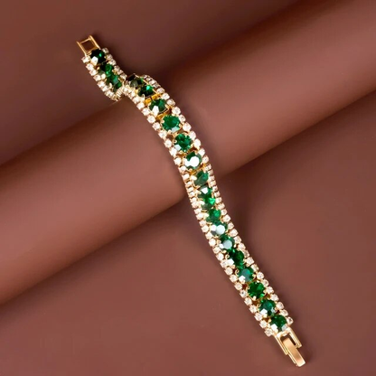 Bracelet Doré aux Pierres Vertes