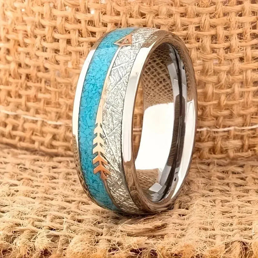 Bague ancienne en argent émaillé | Or blanc