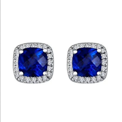 Saphir Square Stud Boucles d’oreilles | Or blanc